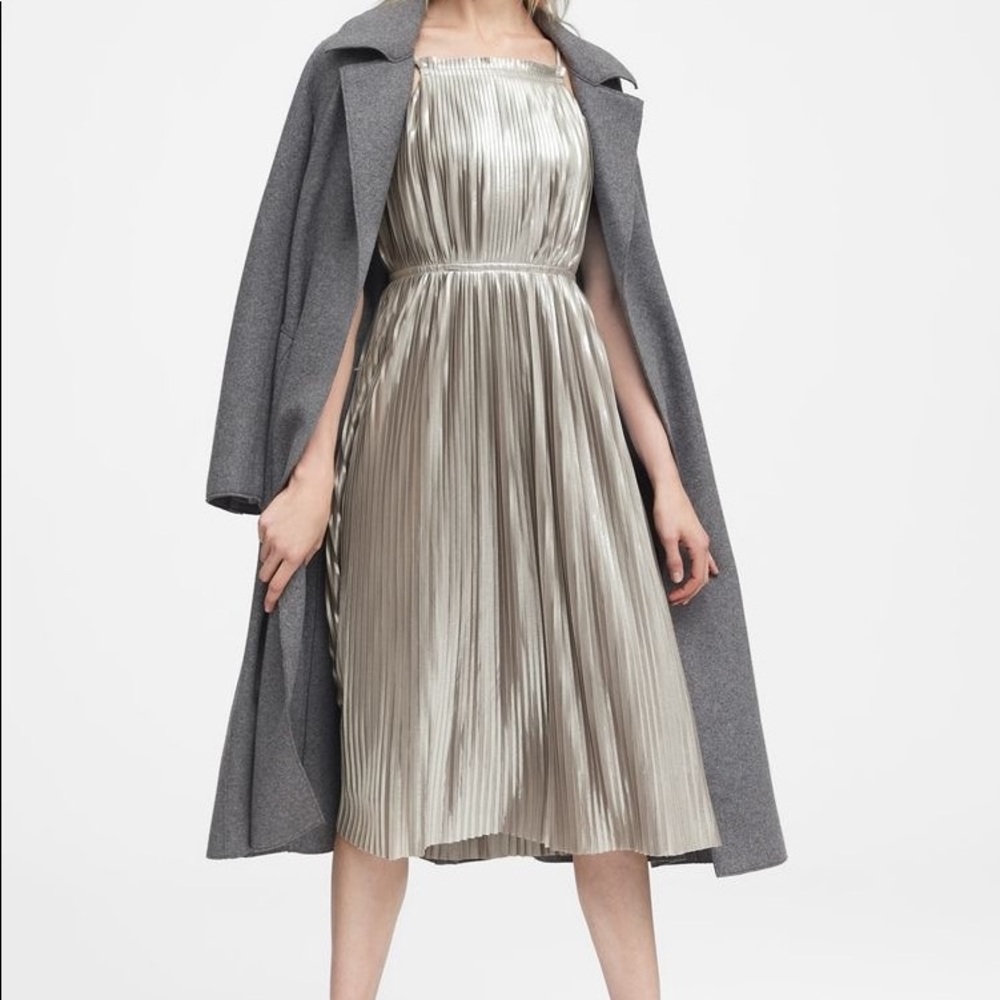 Banana Republic Metallic Pleated Dress